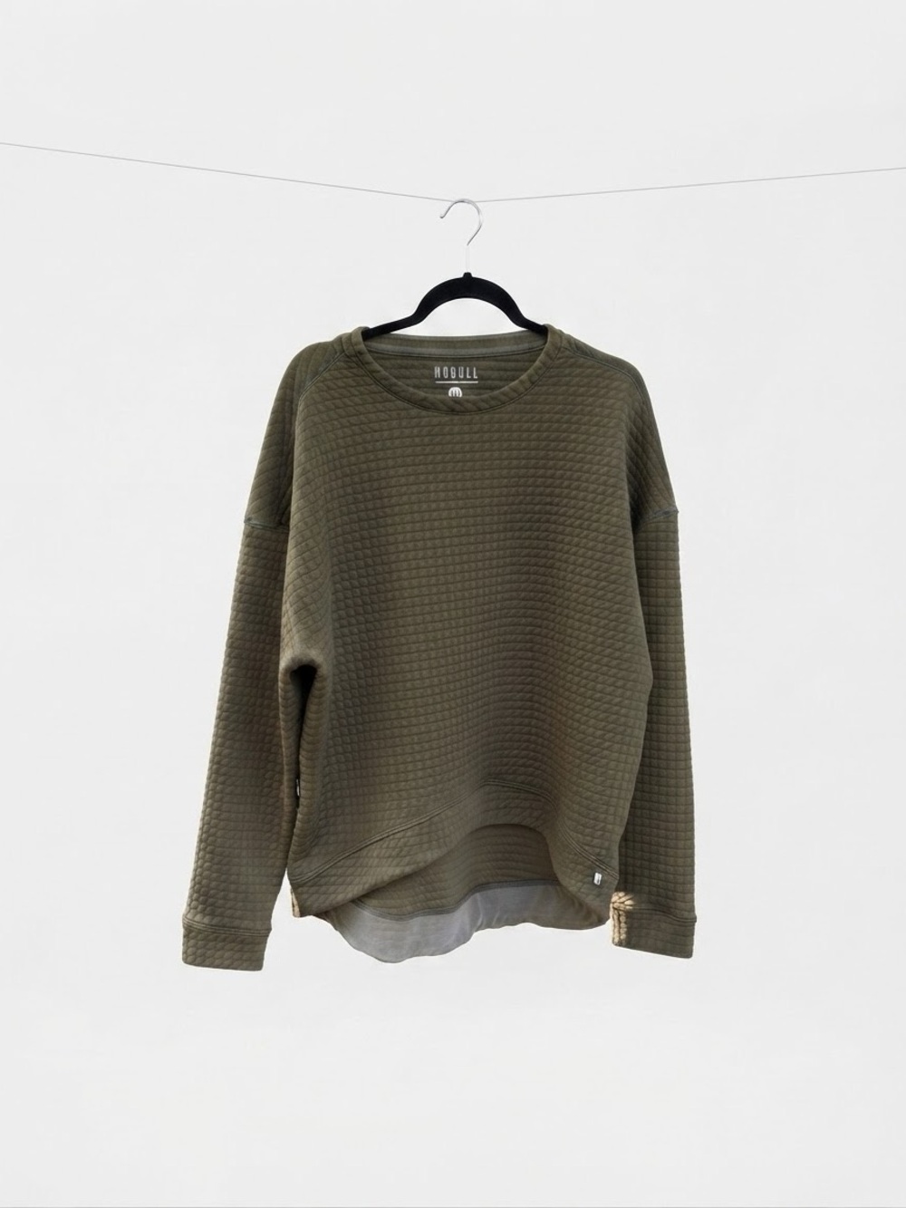 NOBULL Olive Green Quilted Crewneck Sweater
